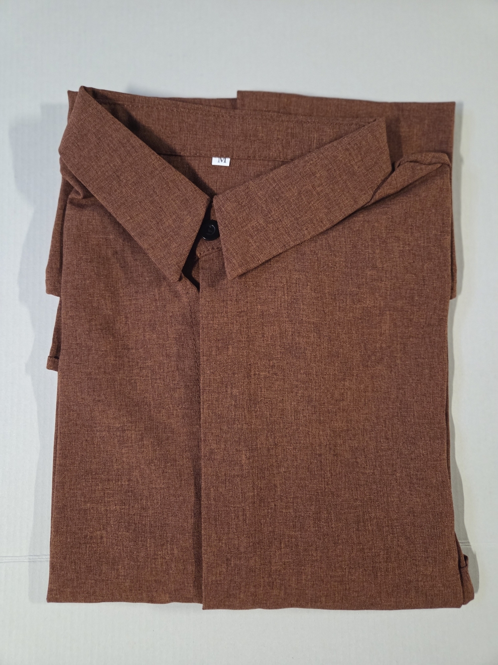 Three Men's Casual Button-Down Shirt - Rust Brown, Heather Green & White